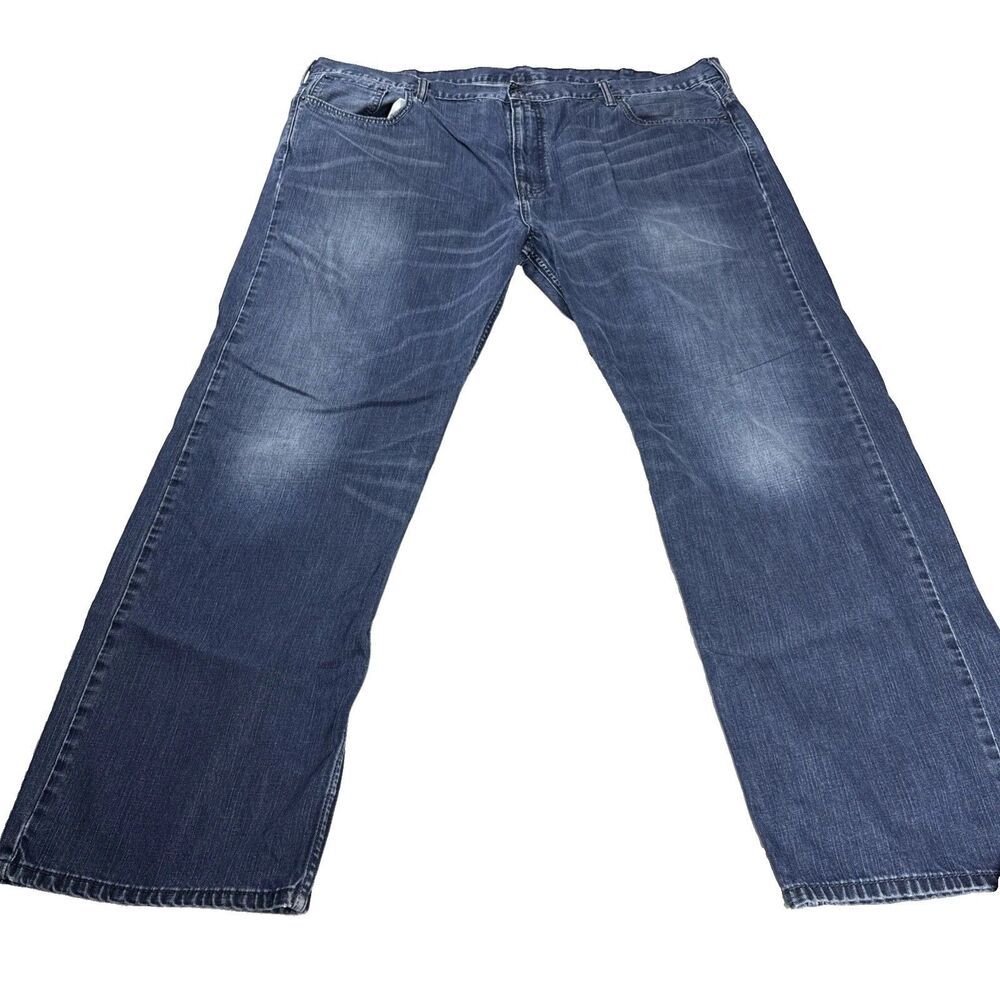 Levi's 569 Jeans Men's Size 44x32 Loose Fit Straight Leg Dark Wash Blue Faded